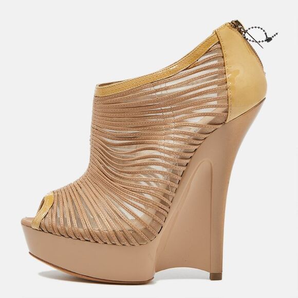 Jimmy Choo Beige Patent Leather And Mesh Wedge Peep Toe Platform Ankle Booties,New Products : American Fashion Style Bags On Sale